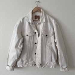 Gap workforce vintage 90s white cotton denim workwear jacket women’s large xl