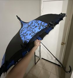 Black and Blue Flower Umbrella