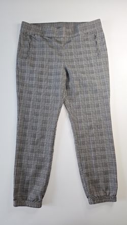 Retrology Plaid Ankle Pants Tapered Stretch Pockets Elastic Waist Women COD0202