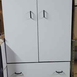 White Cabinet With Shelves and Drawers
