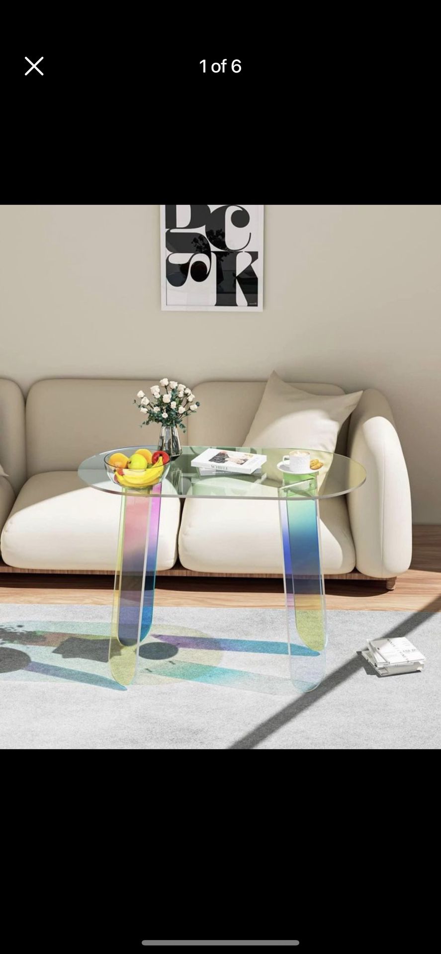 Acrylic Coffee Tables Modern Accent Night Stand Iridescent Coffee Table Side Table Round End Table Modern Chic Desk-Living for Office Home Decor （19.7