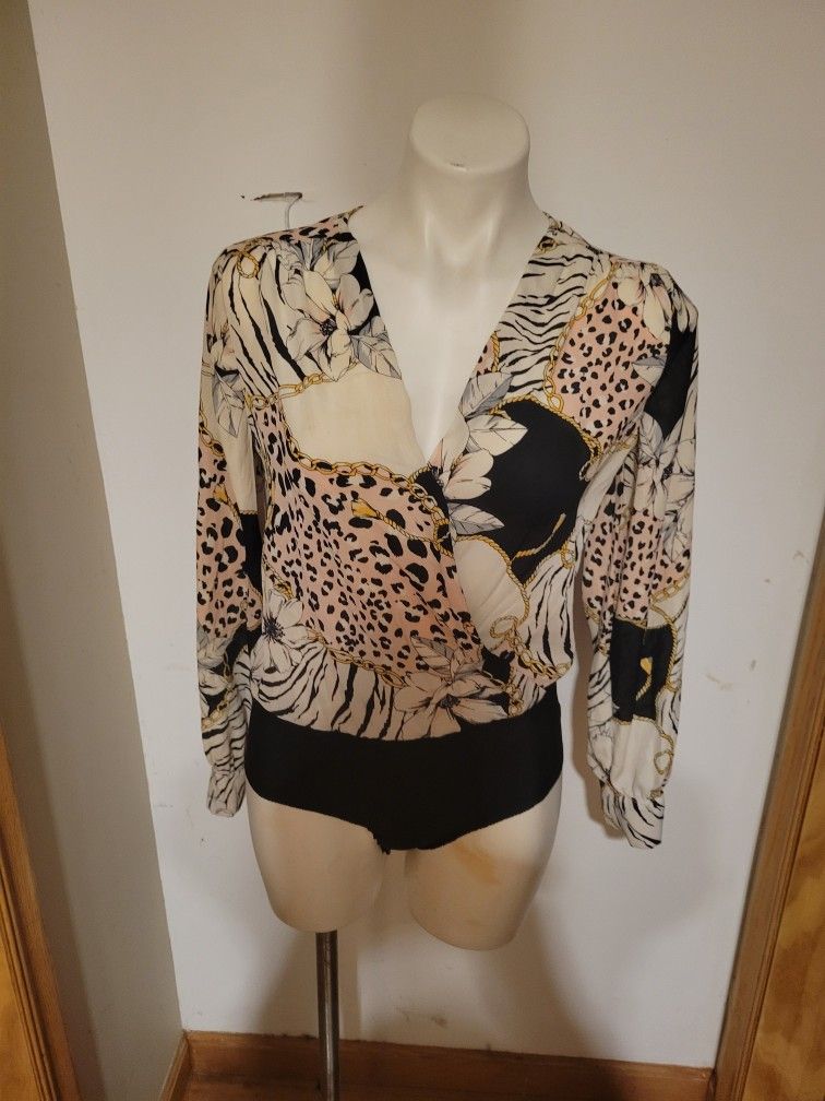 Flower/leopard Bodysuit