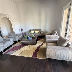 High-End Modern Living Room Set – Sofa + 4 Lounge Chairs