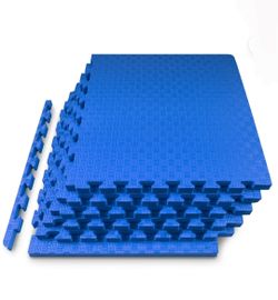 ProsourceFit Exercise Puzzle Mat ½ or 1-in with Non-Slip Traction on Checkered Surface