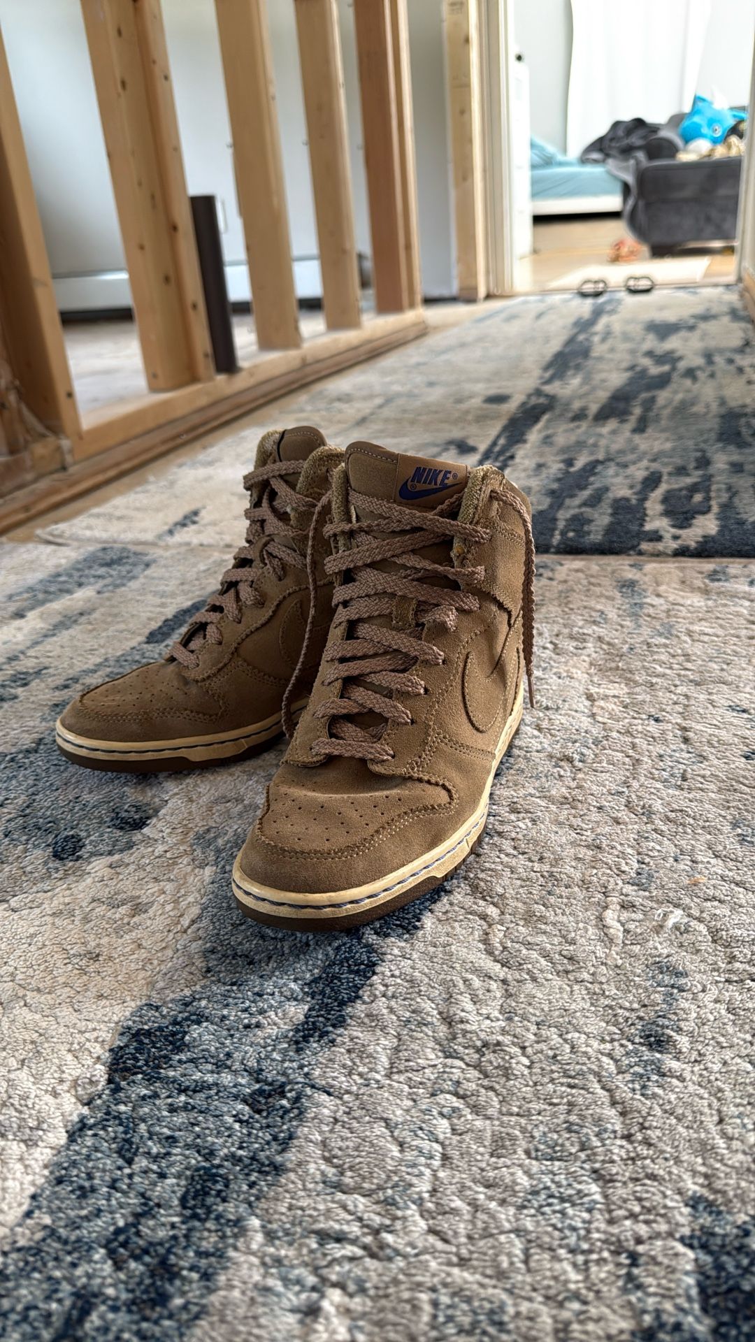 2012 Nike Sky Hi Dunk Wedge Wheat Tan/Brown Suede Size 9