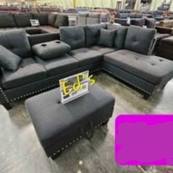 BRAND NEW 3PC SECTIONAL SOFA SET WITH OTTOMAN AND ACCENT PILLOWS INCLUDED $379