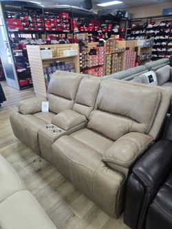 Power Reclining Leather Loveseat