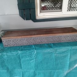 Decorative Shelf - Barnboard & Antique Hammered Silver 