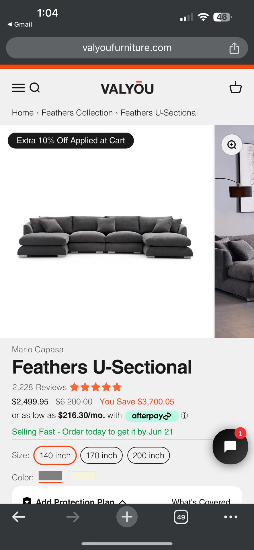 Feathers U Sectional Couch