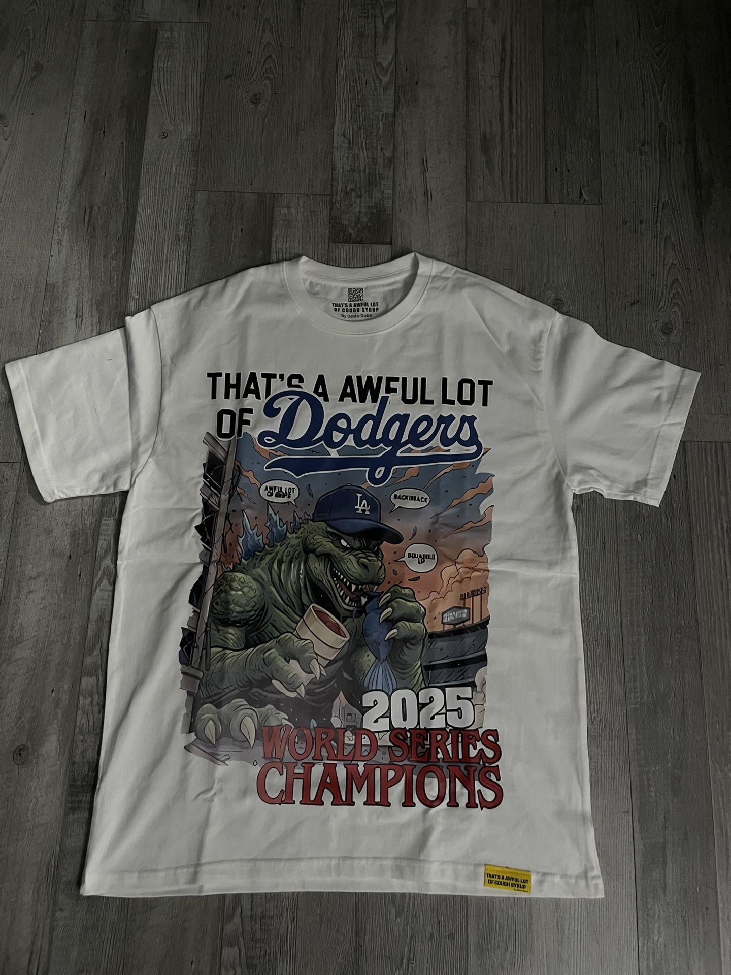 Awful Lot Of Cough Sryup Dodgers White Tee