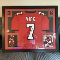 Michael Vick Framed Signed Atlanta Falcons Jersey