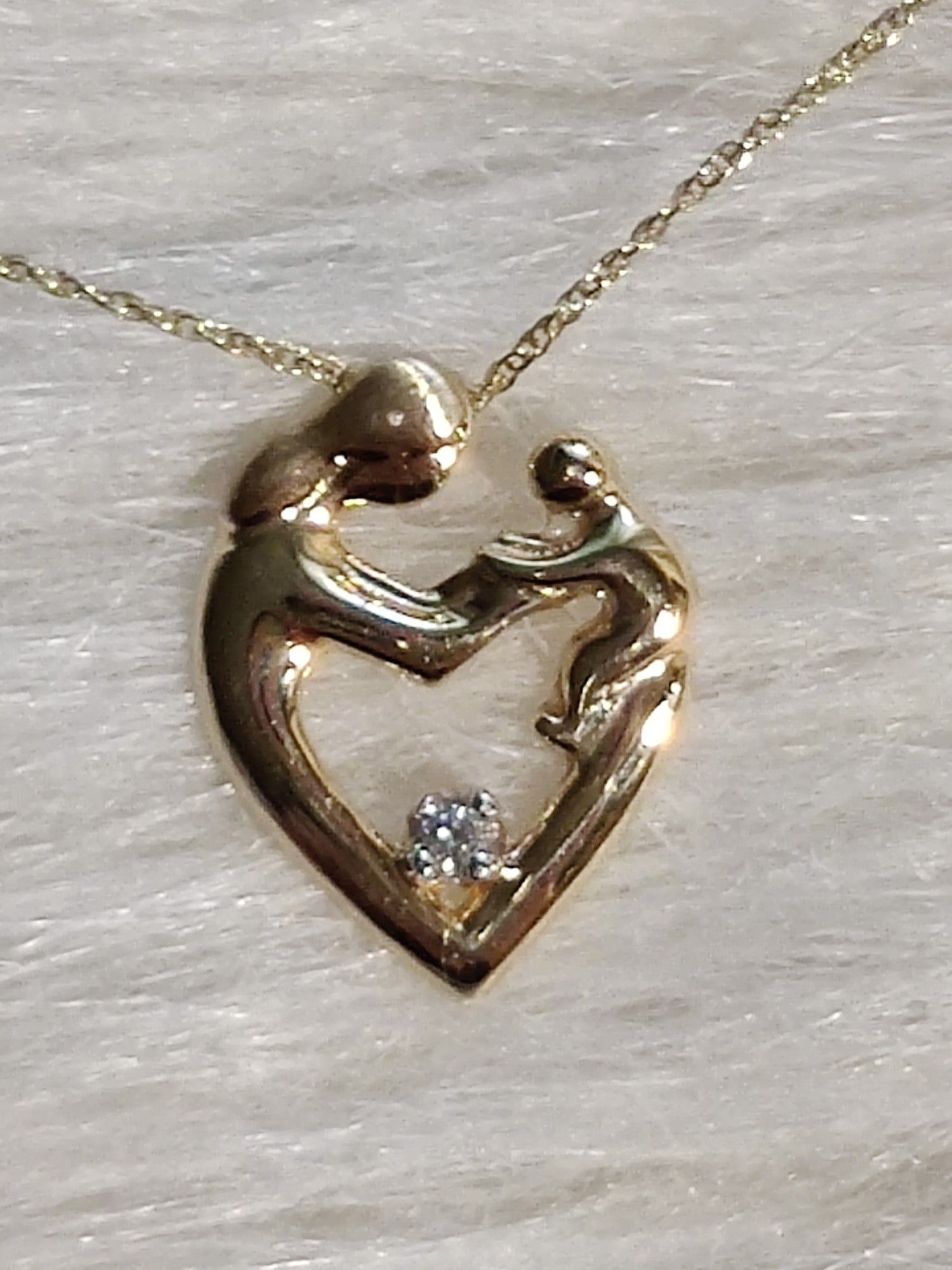 Diamond Yellow Gold Mother And Baby Necklace