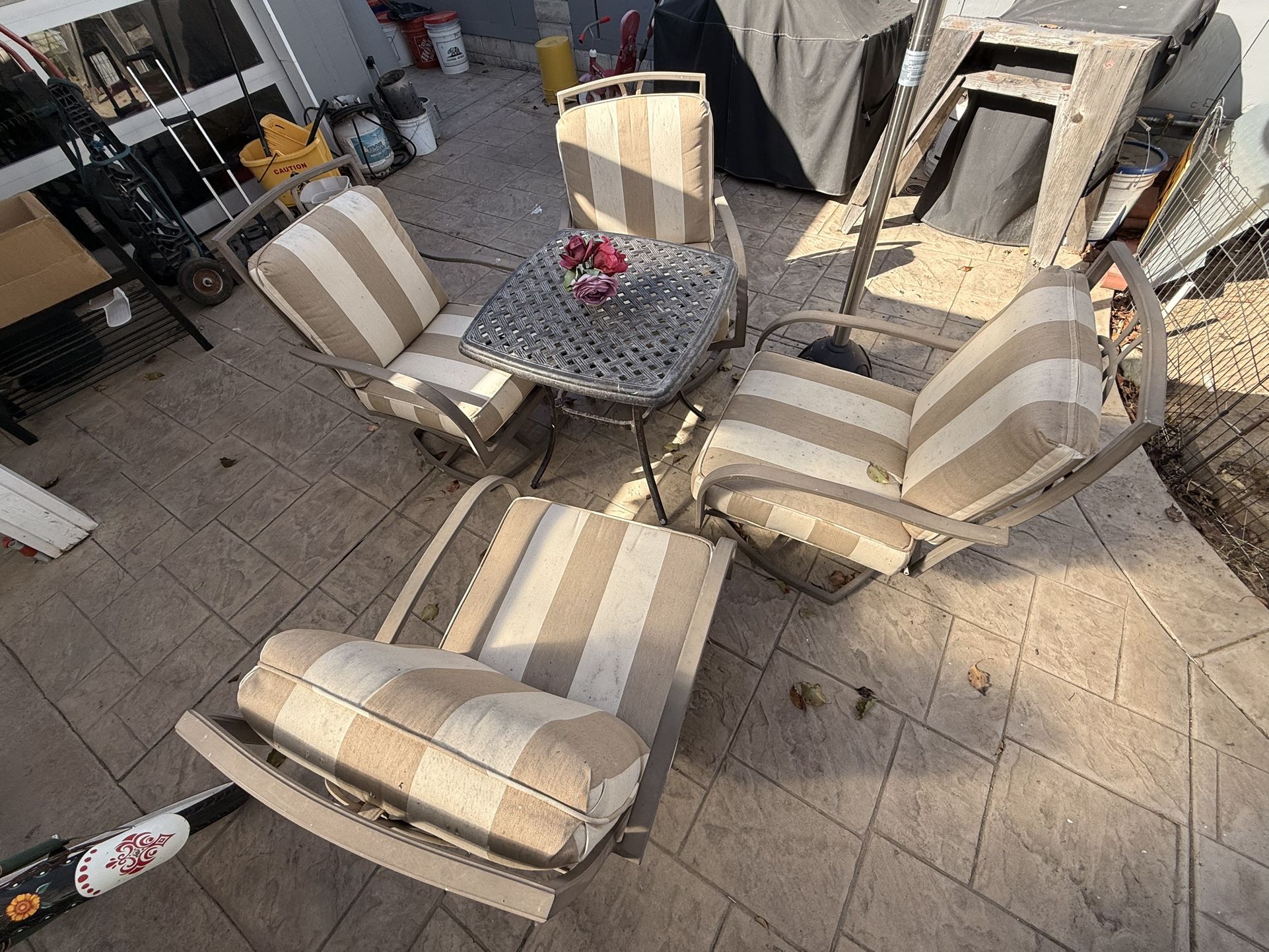 Aluminum Chairs And Table