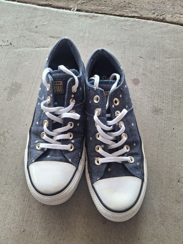 Blue and White Converse Shoes 