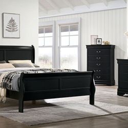 Brand New Black 4pc Queen Bedroom Set (Available In California & Eastern King Size)