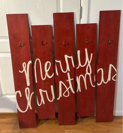 Merry Christmas Wood Stocking Hanger Sign