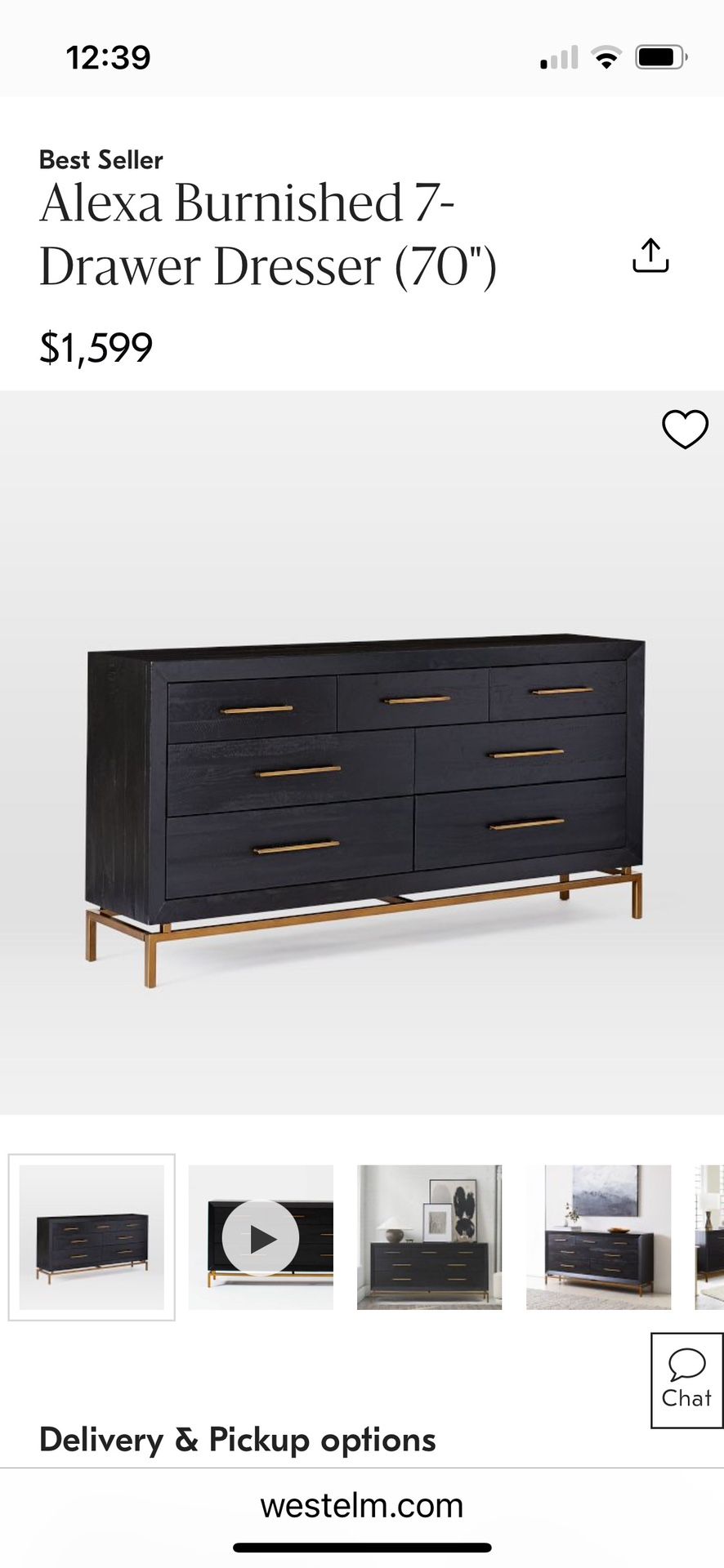 West Elm - Alexa Burnished 7 Drawer Dresser (70”) - Rustic Modern
