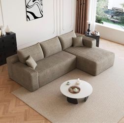 Boneless Couch L-shaped with Chaise (Camel Color)