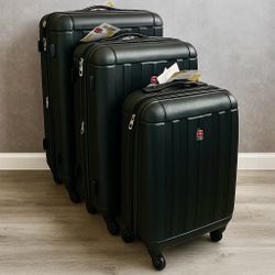 NEW SwissGear 3 Piece Luggage W/ Carry On, Hardside Expandable Suitcase W/ Spinner Wheels !