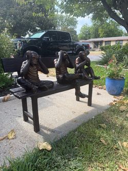 Three Wise Monkeys on a Bench