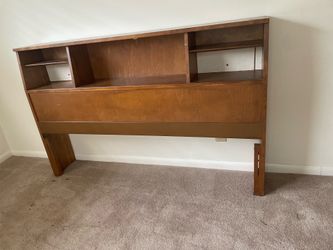 Vintage Mid-Century Solid Birch Bookcase Headboard – Queen