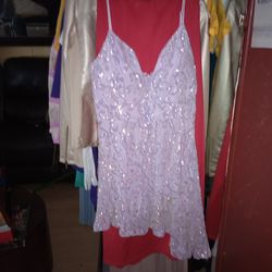 Pink Sequin Mini Dress Spaghetti Strap