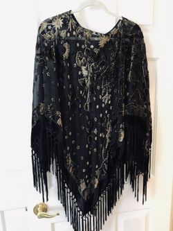 New Sheer cover Up Black with Gold tones for a Wedding guest or evening Party