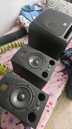 ADAM A7X pair + KRK 10S subwoofer — complete 2.1 studio setup