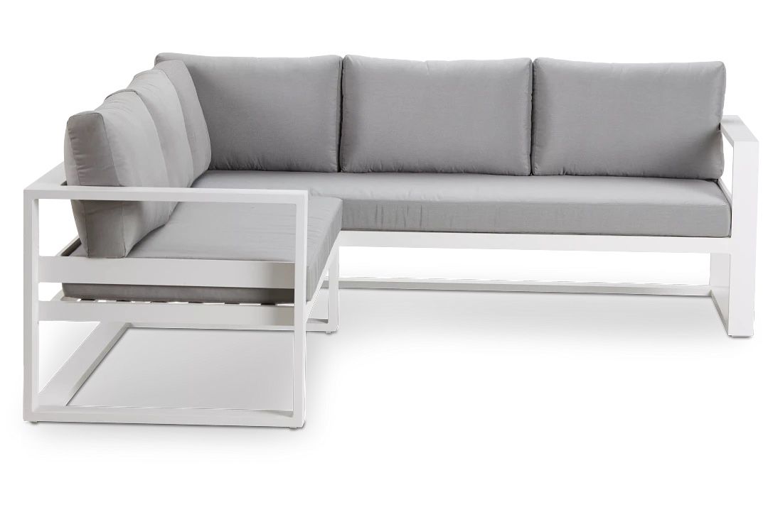 White Aluminum Frame Gray Fabric Outdoor Right Sectional for Sale in