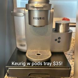 Keurig K-Cafe C Single Serve K-Cup Pod Coffee, Latte and Cappuccino Maker, Nickel
 W Pods Tray