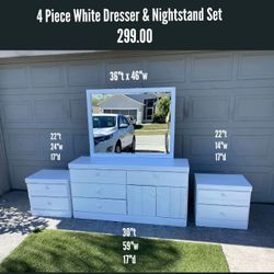 4 Piece White Dresser Set