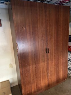 Large Wood Grain Wardrobe Cabinet