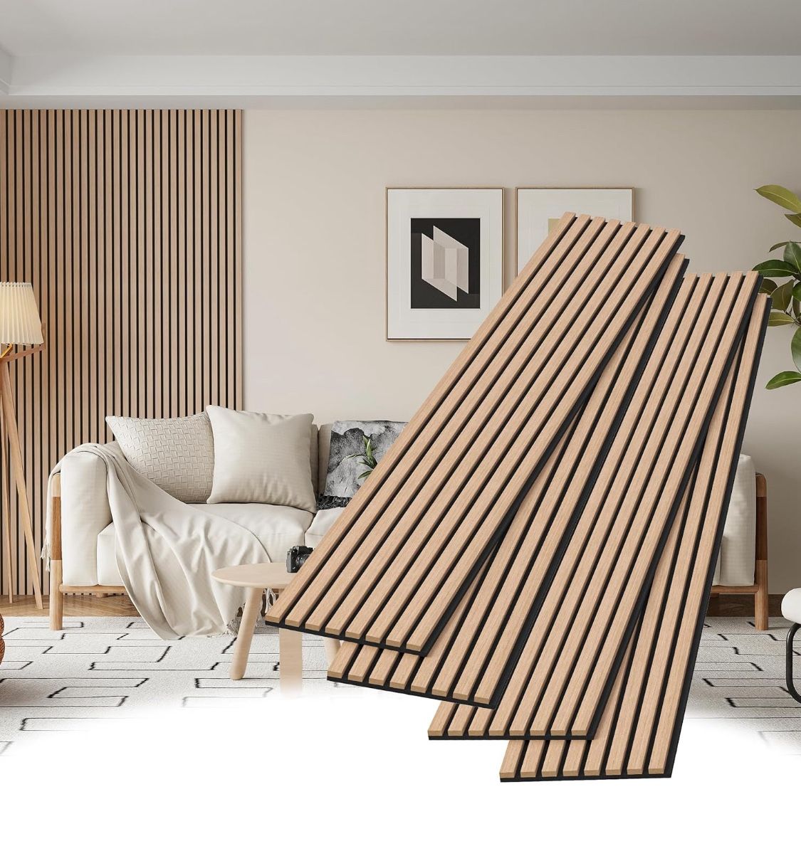 Wood Slat Wall Panels, 4 Pack