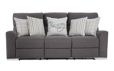 Bob’s Modern Farmhouse Gray 86'' Power Reclining Sofa with Power Headrest