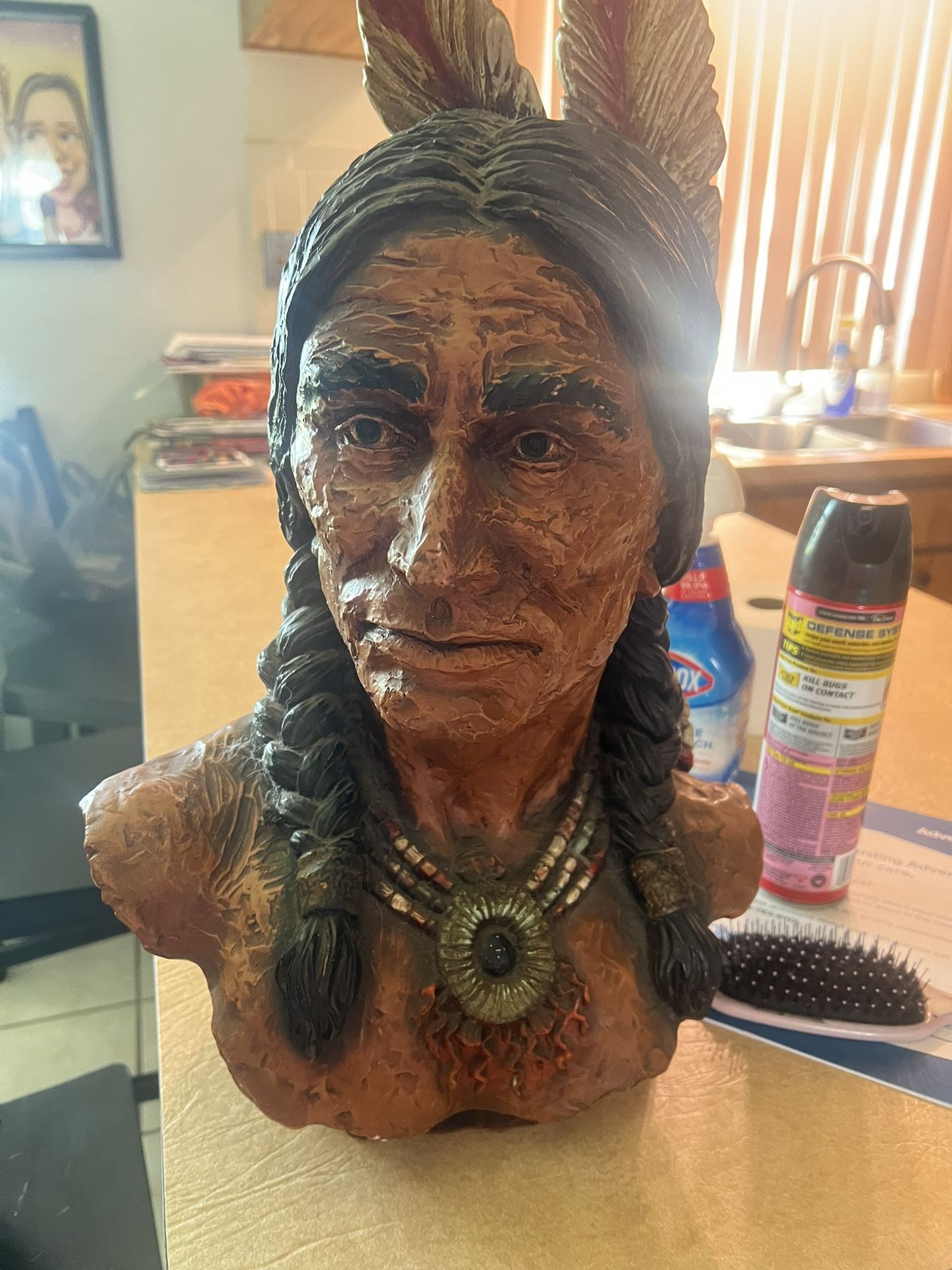 V Kendrick Signed Indian Native American Statue Sculpture