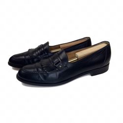 BALLY GLASCOW ALL LEATHER 10.5/B/ BLACK SLIPON MADE IN ITALY
