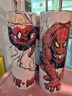 Signed spider man tumblers