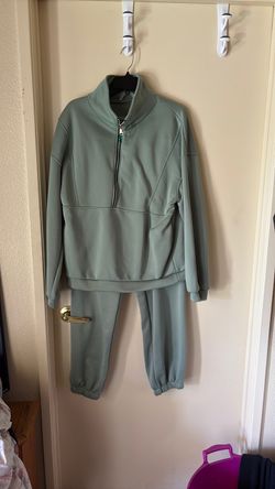 Sage Green Half-Zip Sweatsuit Set