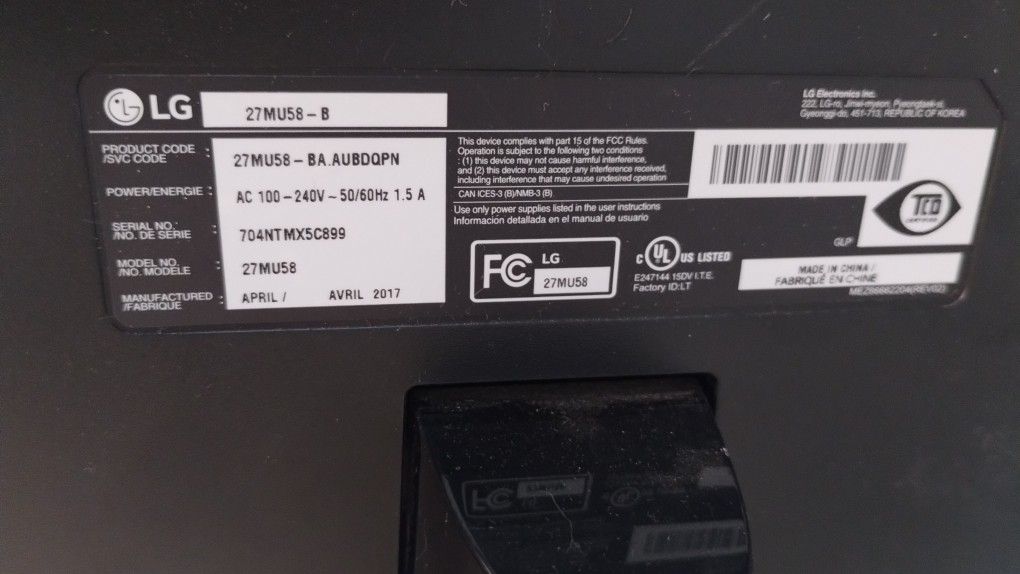 LG 4k Monitor 27in