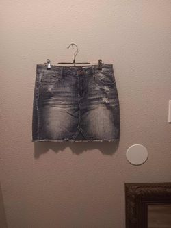 Distressed Denim Skirt