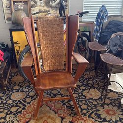 Antique signed Old hickory BIG wingback 1930's Adirondack rustic camp chair American Provincial