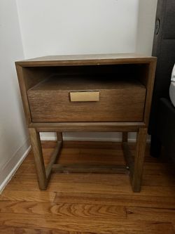 Wood Modern Farmhouse Nightstand with Drawer