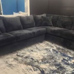 NEW MODEL ALERT! Brand New Byers Market Gunmetal Black Thin Corduroy RAF 2pc Corner Sectional