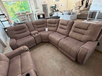 Barcalounger Carmelo Fabric Power Reclining 5pc Sectional Couch