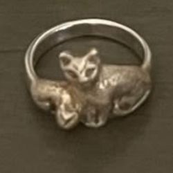 Sterling Silver Panther Cats Ring Size 5