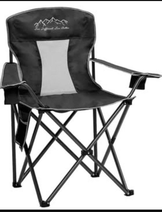 4 Sillas plegables de camping resistentes, bolsa térmica, bolsillo, reposabrazos, resiste 325 lb