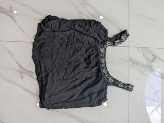 Eli Tahari Black Embroidered Peasant Top – Size M