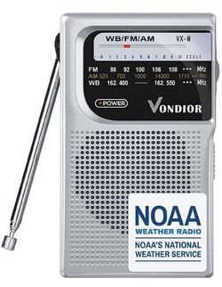 NOAA Weather Radio - Emergency NOAA/AM/FM Battery Operated Portable Radio with Best Reception and Longest Lasting Transistor. Powered by 2 AA Battery 