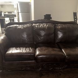 Brown Leather Couch Set