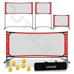 Mini Pickleball Dink Net, Small Size Set 4ft + 7ft, Paddles, Court Markers, 6 Balls, Bag, Rebounder Practice Trainer- New